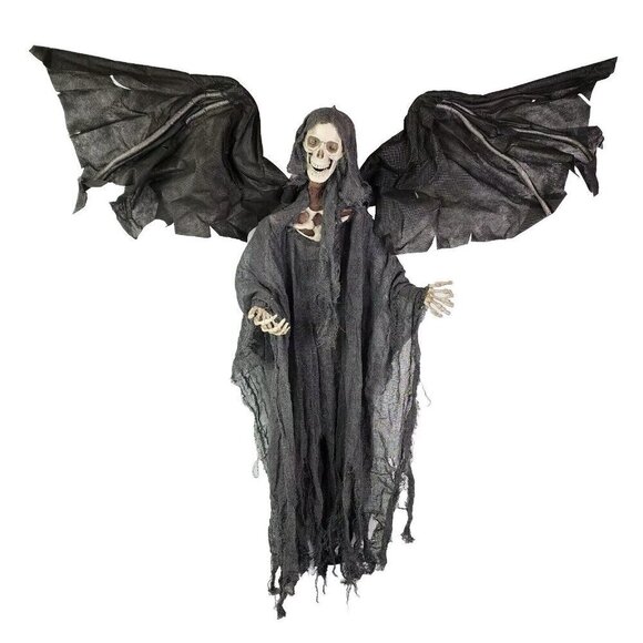 Halloween Animated Reaper Moving Wings Flashing Eyes Spooky Decoration Large - Picture 2 of 16